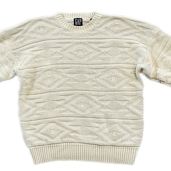 Vintage GAP ramie/cotton Southwest PatternTextured Knit Pullover Jumper Sweater - Picture 2 of 8